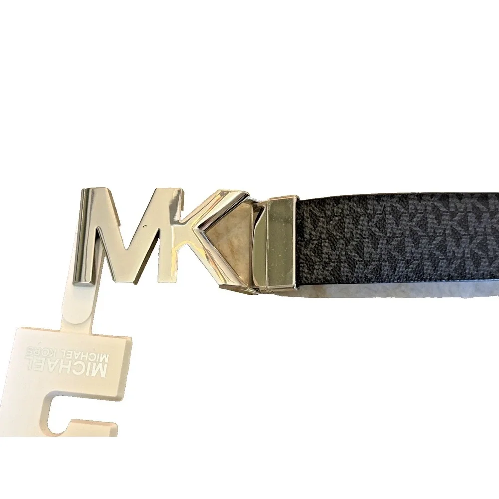 Michael Kors Women's Reversible Logo Belt; Black; Silver Logo Buckle; Size Small